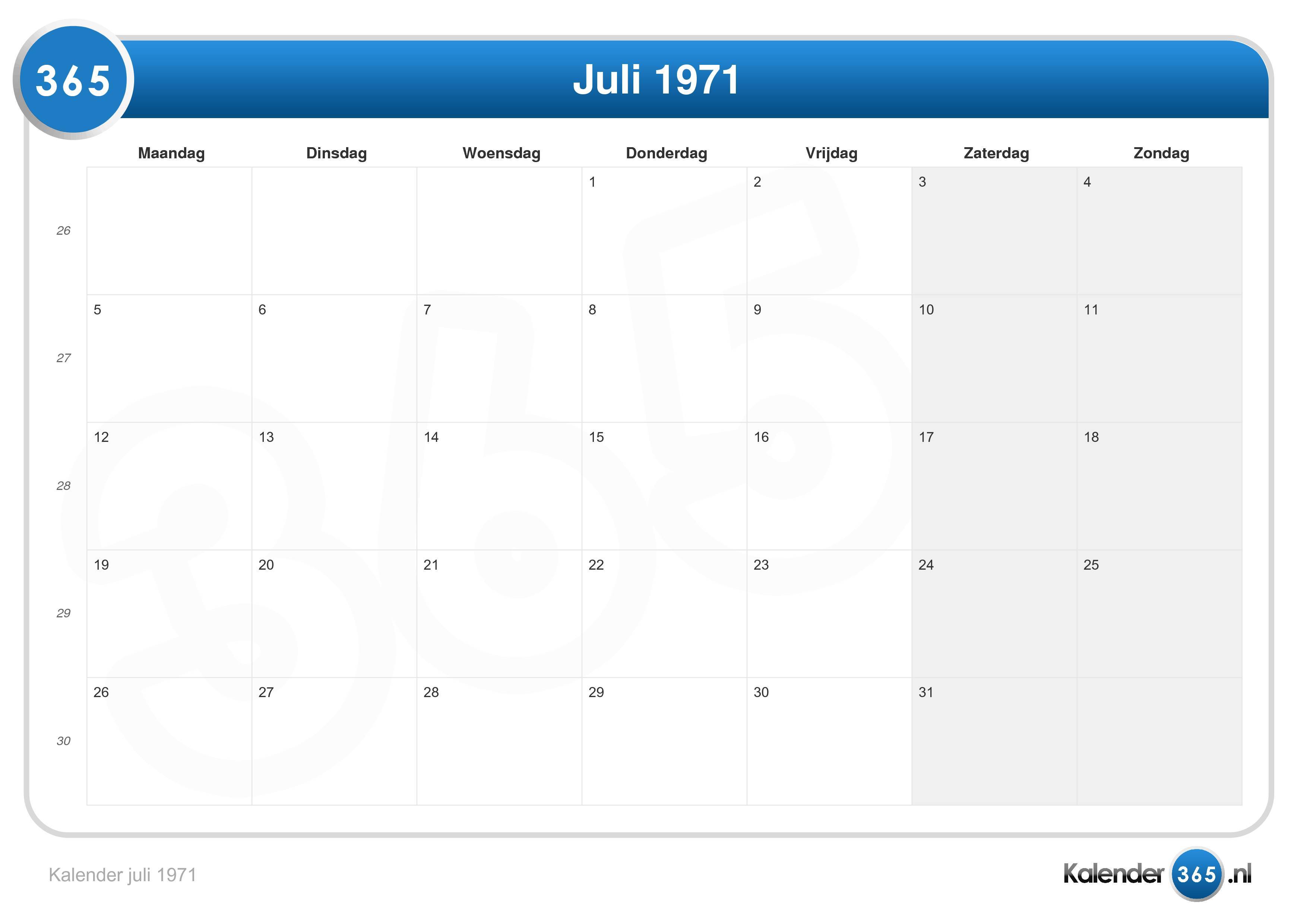 Foto Kalender 1971 