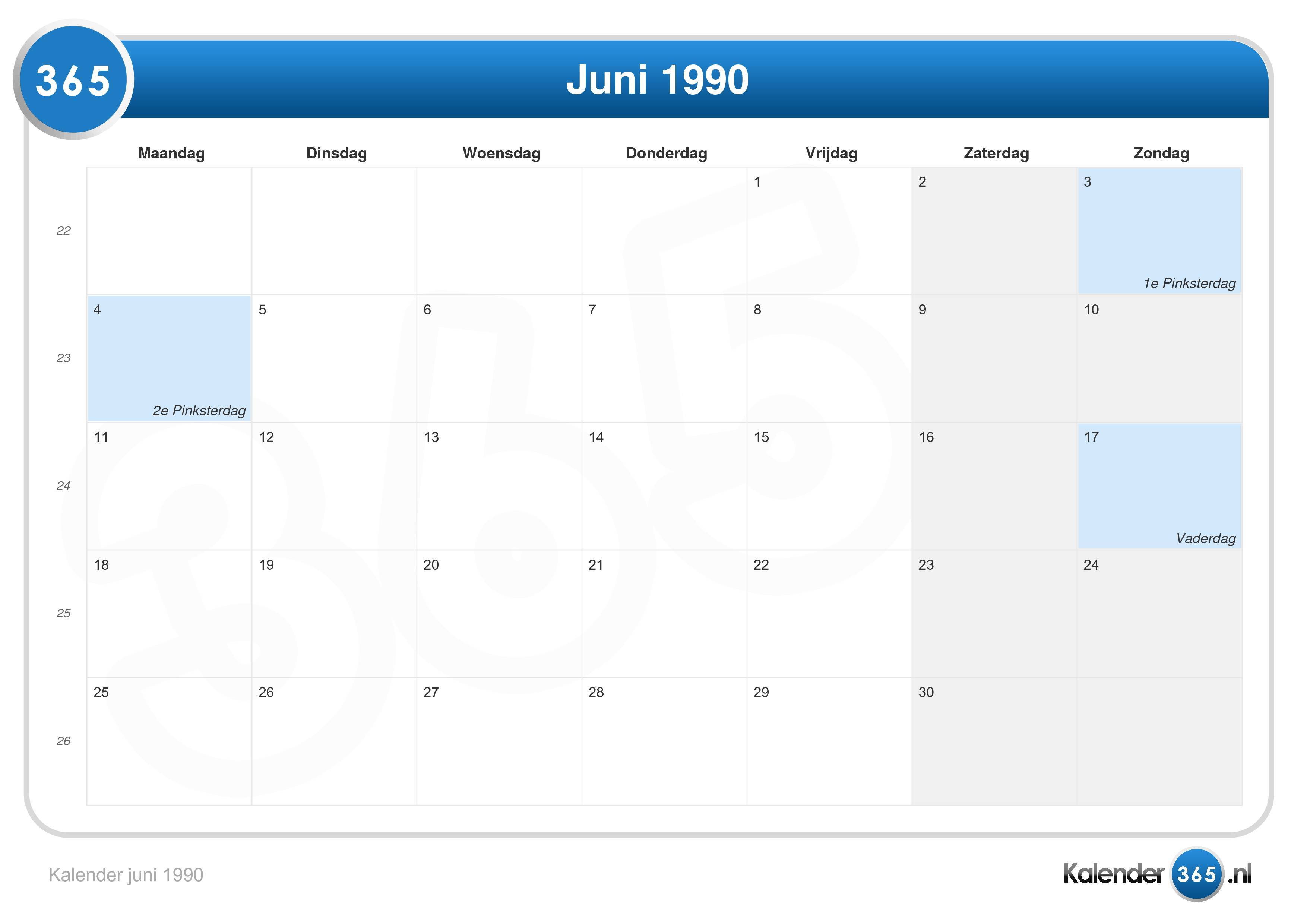 Kalender juni 1990