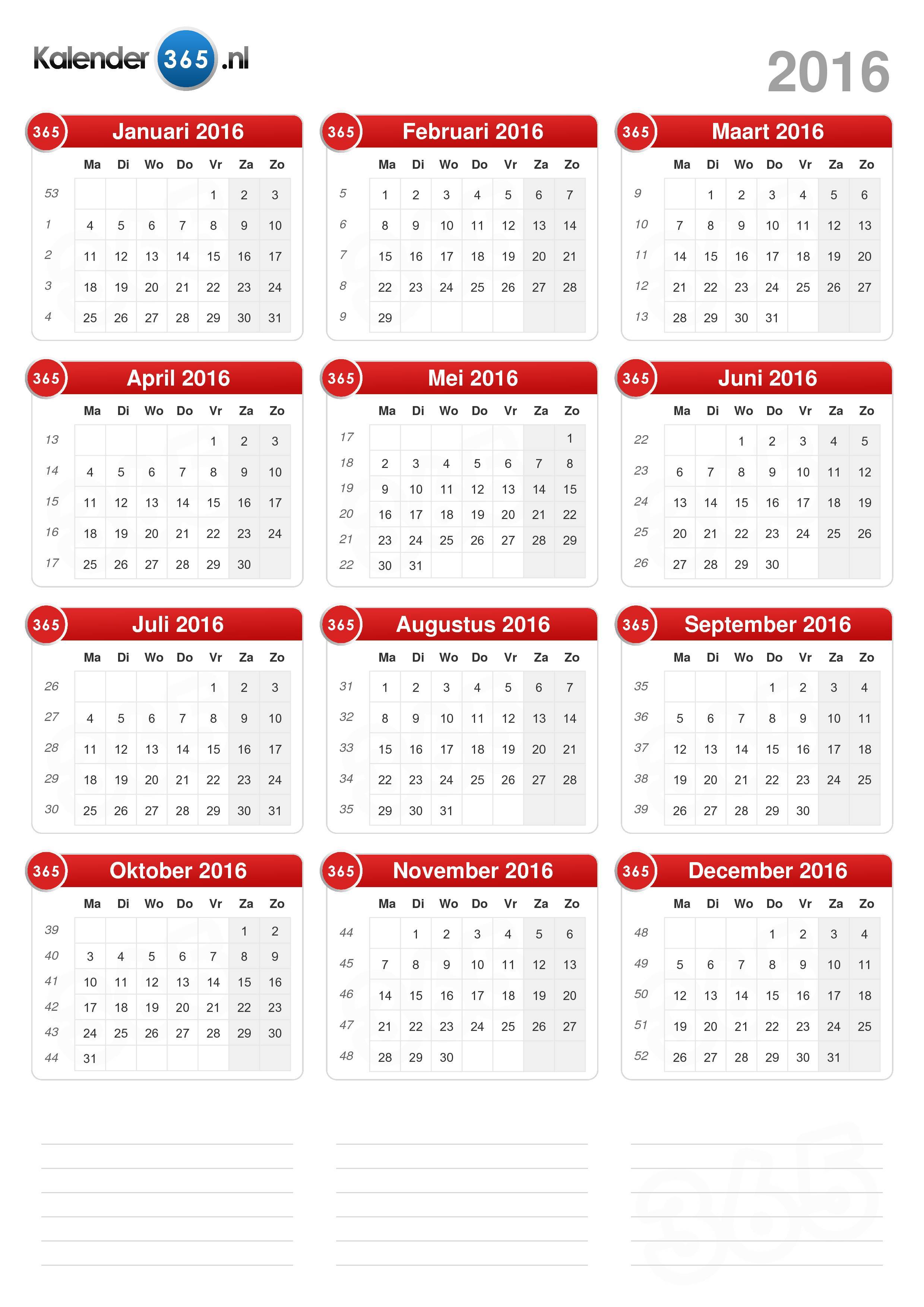 belasting majoor ga winkelen Kalender 2016