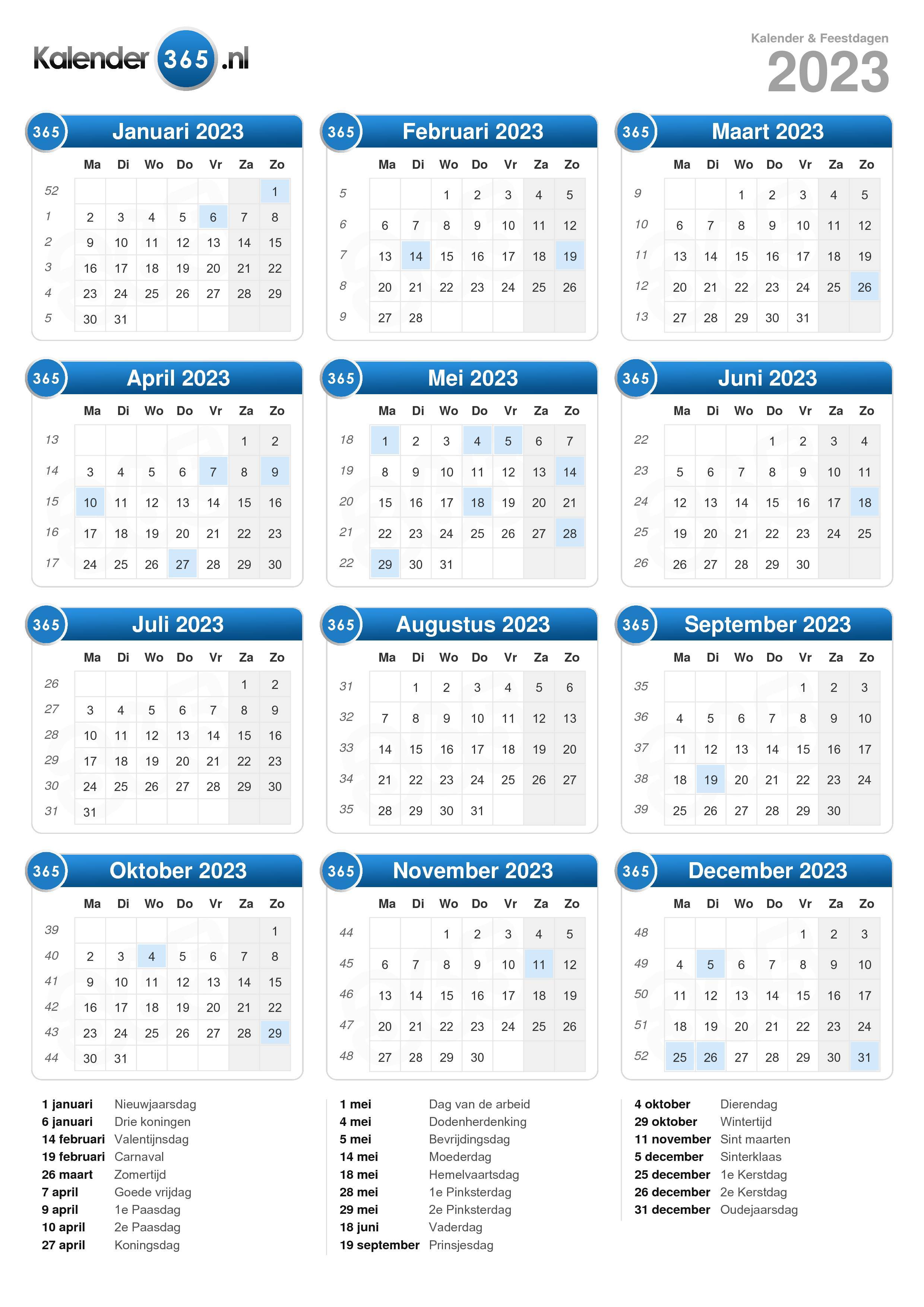 Kalender 2023 Staand Formaat 