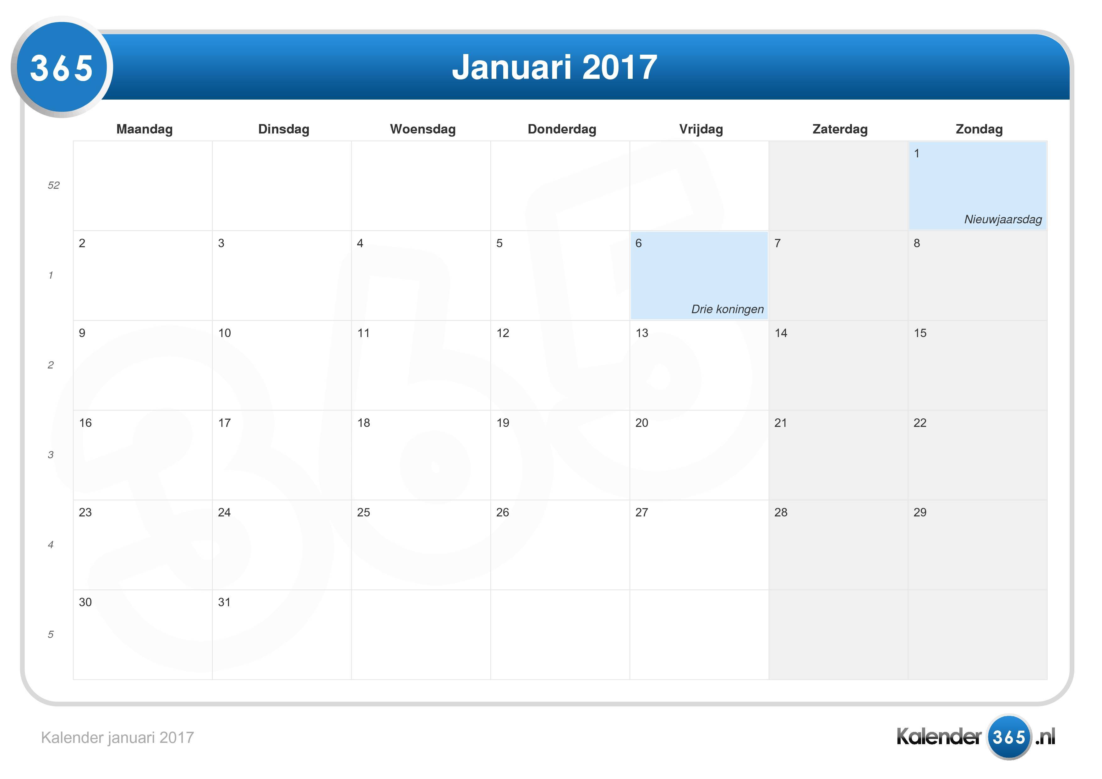 vermogen Metropolitan Rijden Kalender januari 2017